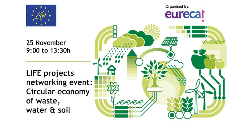 LIFE projektek hálózatépítő eseménye hulladék, víz és talaj körkörös gazdasága témakörökben: Az EURECAT online konferenciája 2021. november 25-én 9:00-13:30-ig